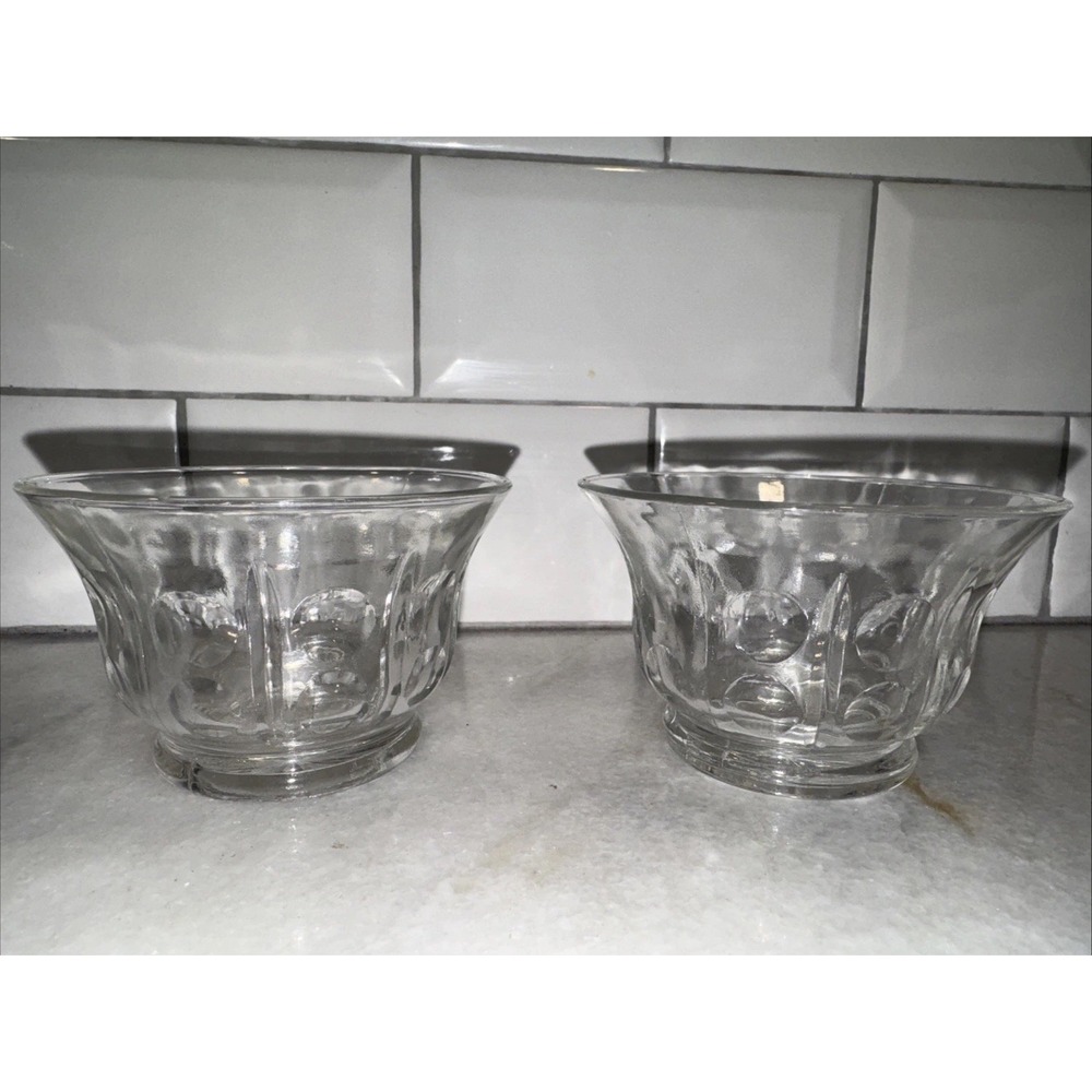 Vintage Clear Glass‎ Flared Sherbet Dish Thumb Dots & Vertical Lines Dansk?